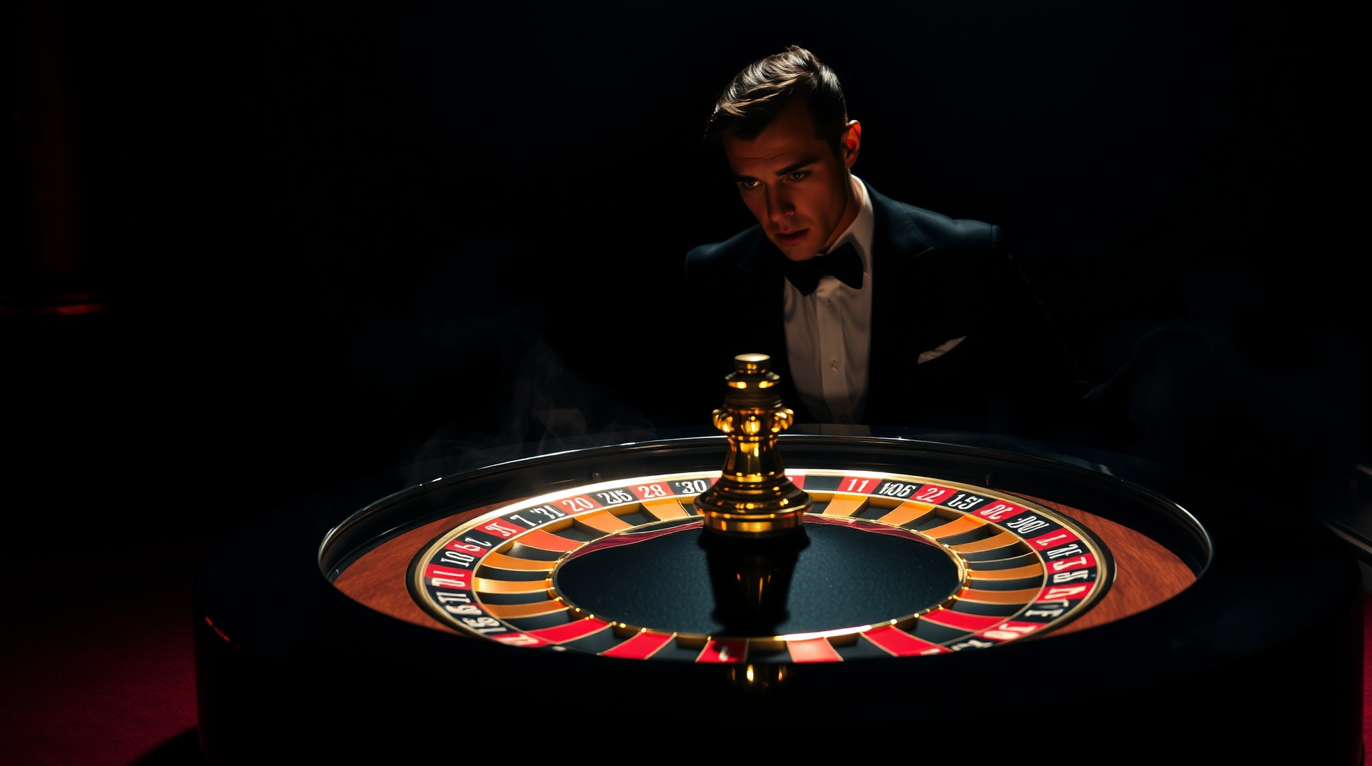 A man in a tuxedo at the baccarat table, Royale-les-Eaux, 1953
